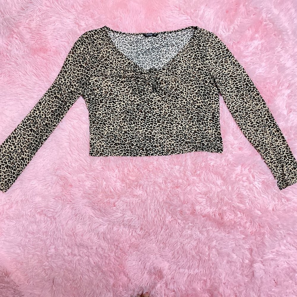Knot Front Leopard Print Top